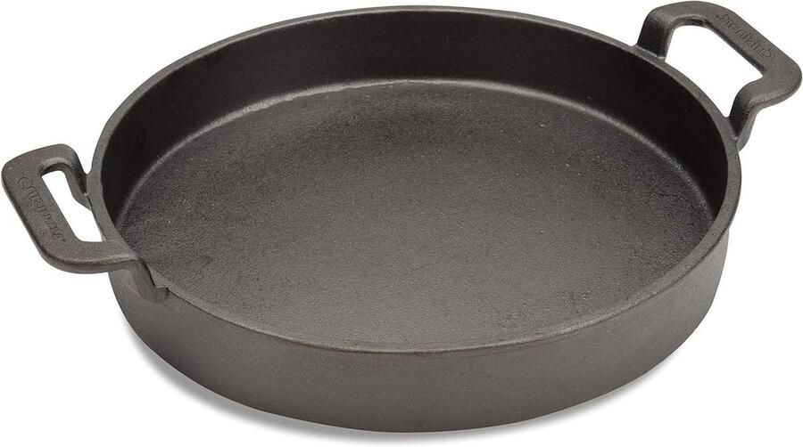 Gietijzeren Bakplaat Grillpan Rond Veelzijdig Koken Voorgekruid Oppervlak 25 cm Zwart