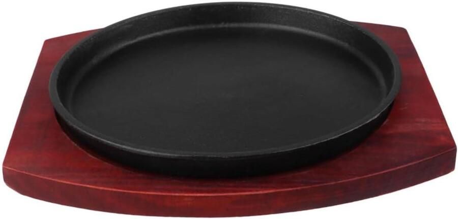 Gietijzeren Bakplaat Grillplaat Braadpan Barbecue Gerecht Anti-aanbaklaag 24x24x5cm Bruin