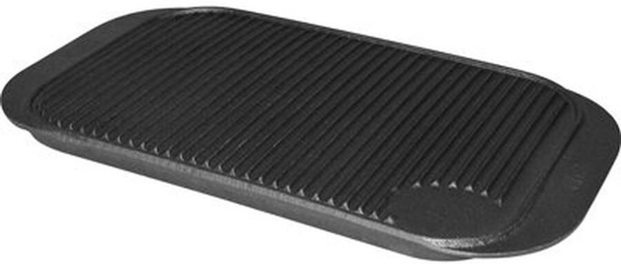 Gietijzeren Bakplaat Grillplaat Dubbelzijdig Koken en Grillen Groef en Glad 480 x 260 mm Zwart