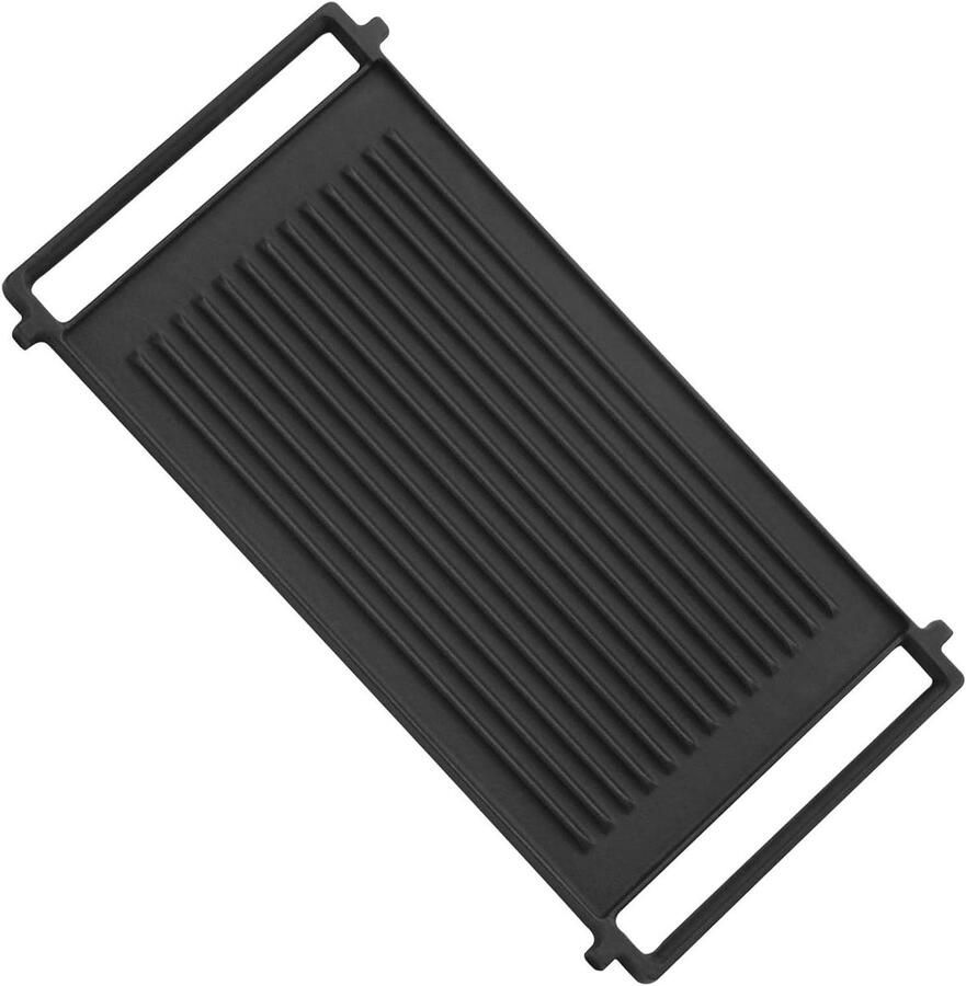 Gietijzeren Bakplaat Grillplaat Omkeerbare Plaat Koken aanrecht Dubbelzijdig kookoppervlak 19.6 x 25.9 cm Zwart