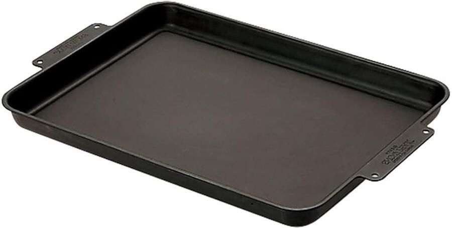 Gietijzeren Bakplaat Grillplaat Plancha Buiten Koken Diepe Rand 55 cm Lengte Zwart
