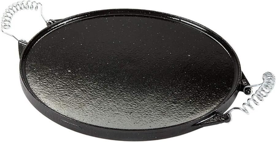 Gietijzeren Bakplaat Grillplaat Ronde Pan Buiten Koken Plat en Nok 42 cm Zwart