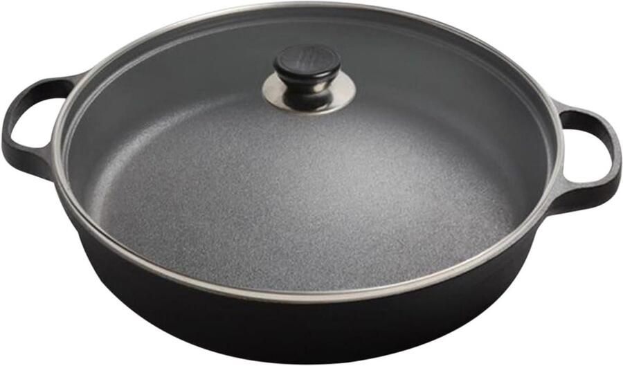 Gietijzeren Bakplaat Koekenpan Ronde Pan Maaltijden Bereiden Antiaanbak Gelijkmatige Warmte 28 cm Zwart