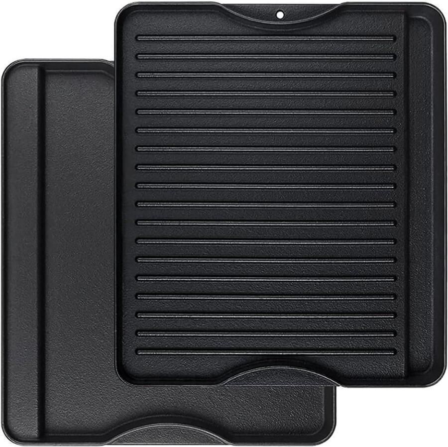 Gietijzeren Bakplaat Omkeerbare Grill Buiten Koken Dubbelzijdig Gebruik 34 x 40 cm Zwart