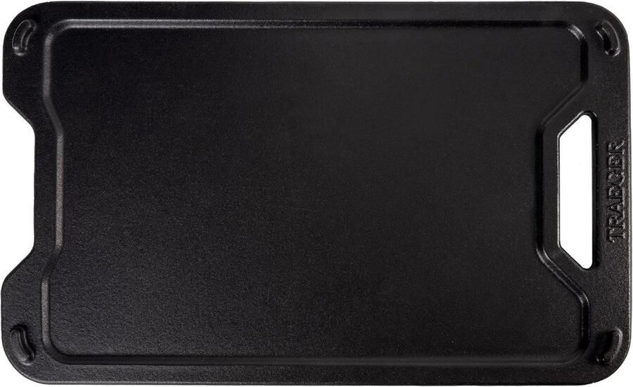 Gietijzeren Bakplaat Omkeerbare Plaat Buiten Koken Platte Geribbelde Zijden 46 x 28 cm Zwart