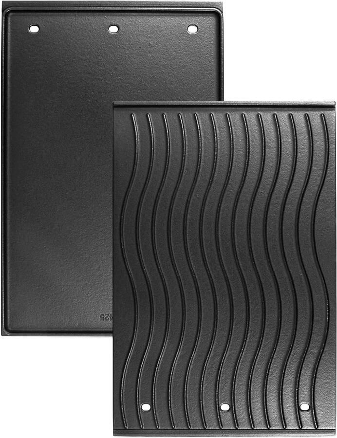 Gietijzeren Bakplaat Omkeerbare Plaat Veelzijdig Grillen Zwaar Geëmailleerd 45 x 29.5 cm Zwart