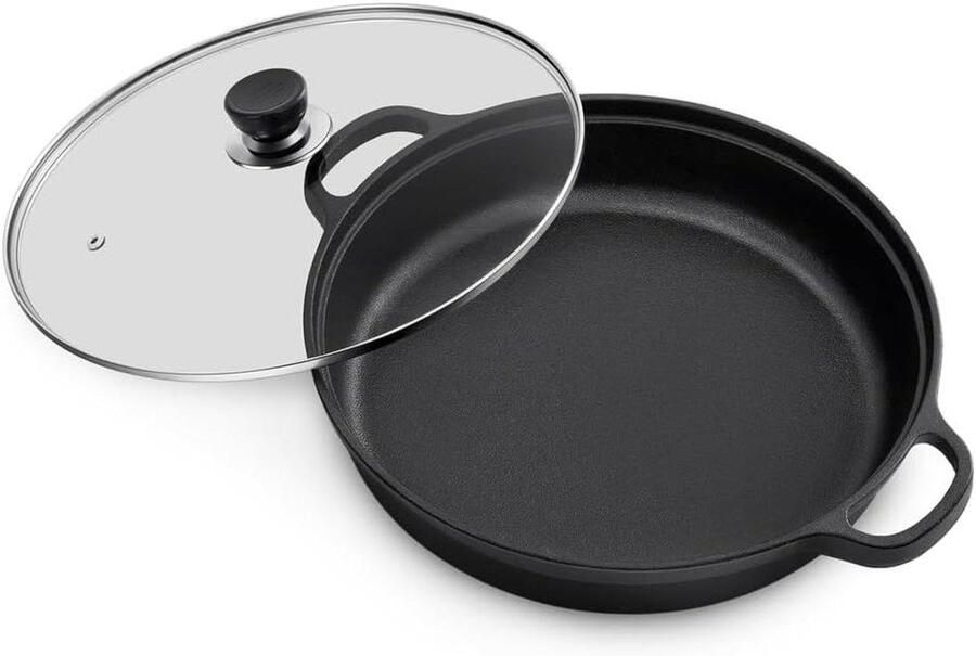Gietijzeren Bakplaat Pan BBQ Koekenpan Ronde Pan Grillen Braden Bakken Antiaanbak Gelijkmatige Warmte 10 inch Zwart