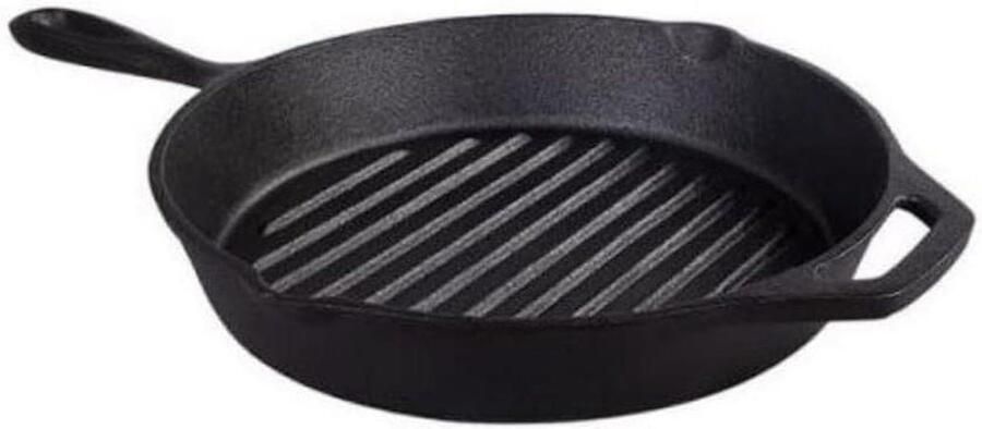 Gietijzeren Bakplaat Pan Ronde Koekenpan Allround Koken Voorgekruid Duurzaam 26cm 1.65l Zwart
