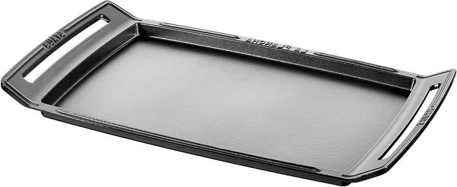 Gietijzeren Bakplaat Plancha Grill Veelzijdig Koken Extra Hoge Randen Rechthoekig Grafiet