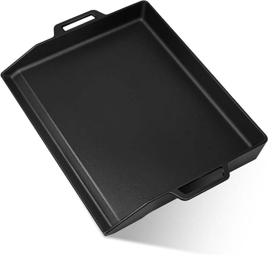 Gietijzeren Bakplaat Platte Grillplaat Buiten Koken Groot Kookoppervlak 45 cm Zwart