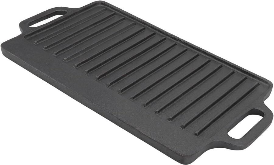 Gietijzeren Bakplaat Rechthoekige Plaat Barbecue Buiten Verdikt Robuust Ontwerp 51x23CM Zwart