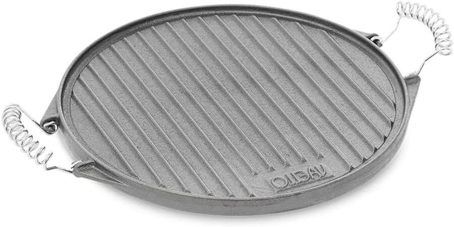 Gietijzeren Bakplaat Ronde Plaat Vlees Braden Traditioneel Gebruik 32 cm Diameter Zilver
