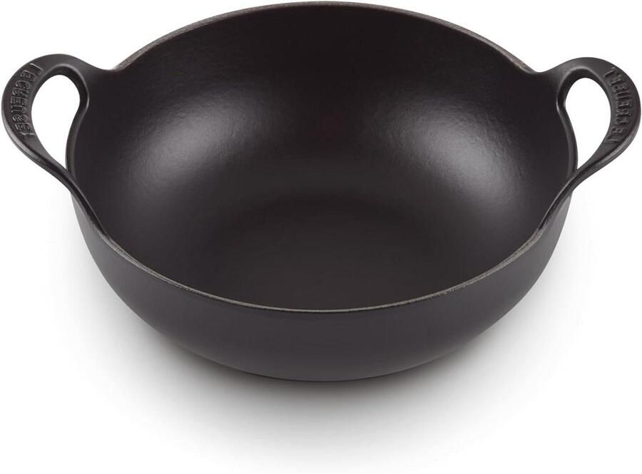 Gietijzeren Balti-pan Indiase Kookpot Koken en Serveren Gelijkmatige Warmteverdeling 24 cm 27 Liter Matzwart