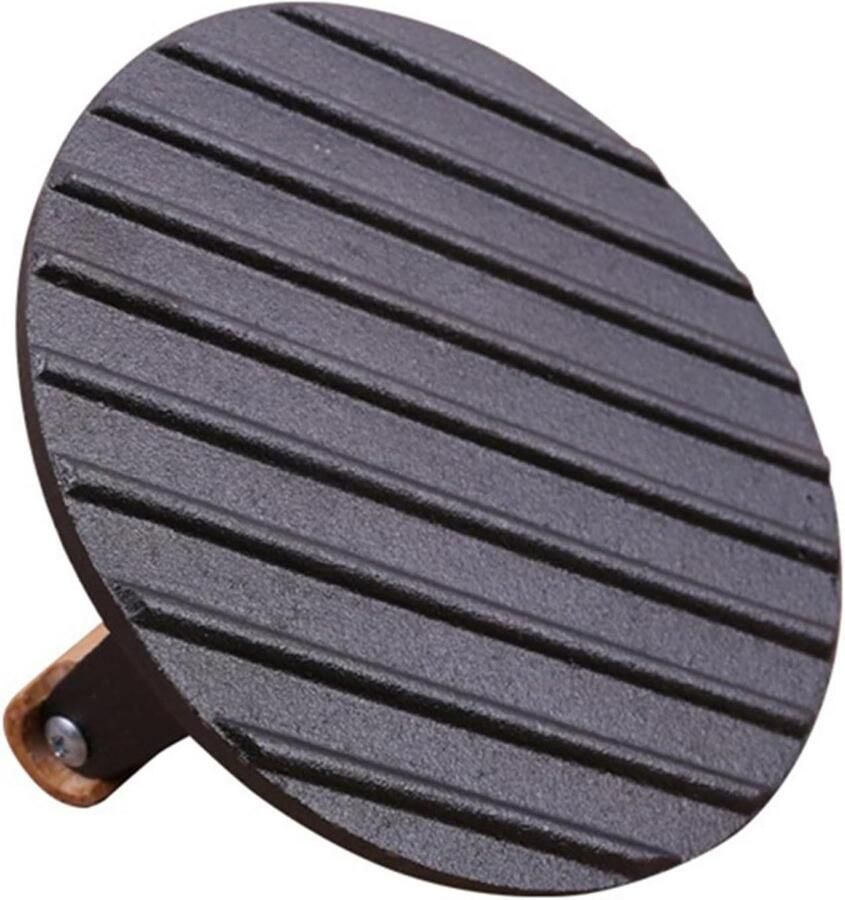 Gietijzeren Barbecue Pers Vlees Druk Tool Vlees Grillen Geribbelde Grilloppervlakken 20 x 10.5 cm Zwart