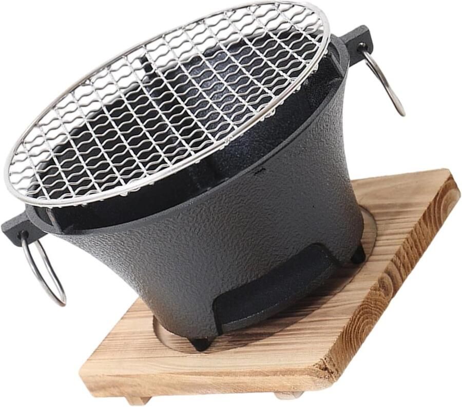 Gietijzeren Barbecue Tafelgrill Buitenkeuken Buiten Koken Verwijderbaar Rooster 20 cm Diameter Zwart