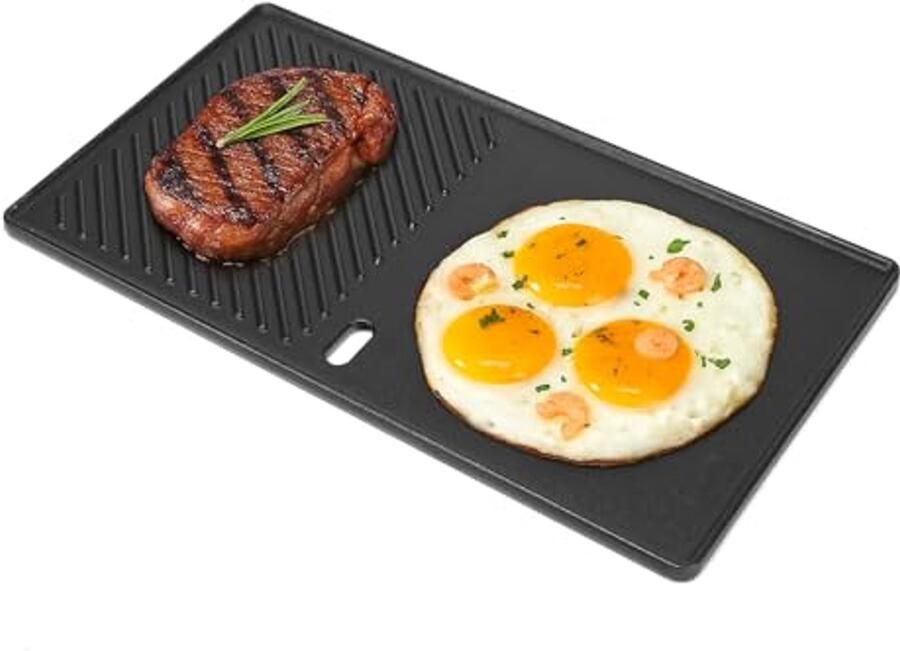 Gietijzeren BBQ Bakplaat voor Gas BBQ 2 Branders Perfect voor Eiergerechten en Vlees