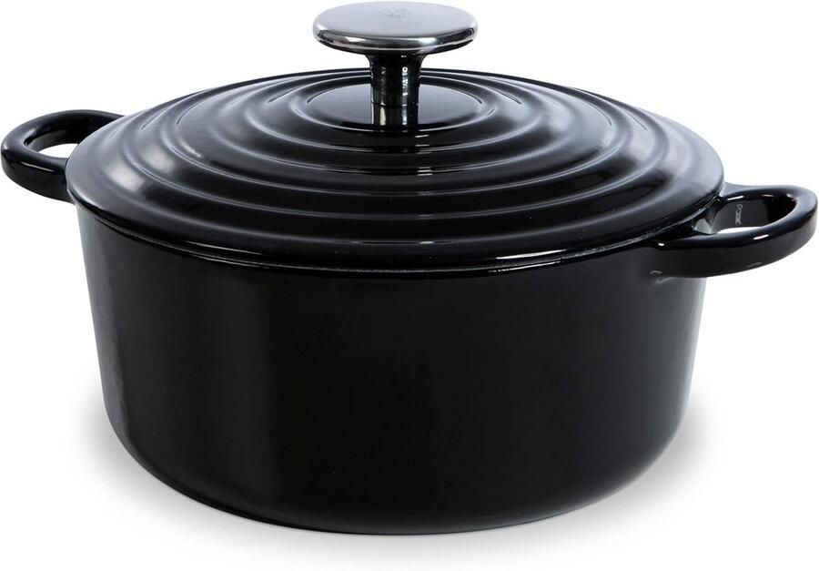 Gietijzeren Braadpan 20cm 2 5L met Deksel Geschikt voor Inductie Bakken Smoren en Stoven