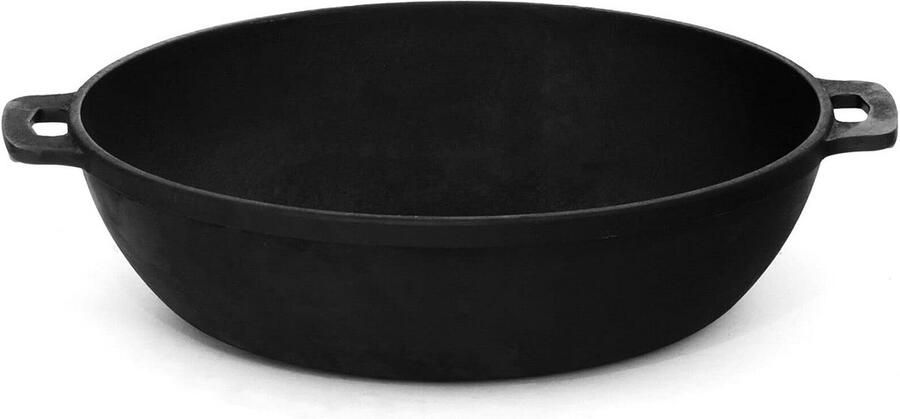 Gietijzeren Braadpan Stoofpan Ovenschaal Langzaam Koken Gelijkmatige Warmteverdeling 26 cm Diameter Zwart