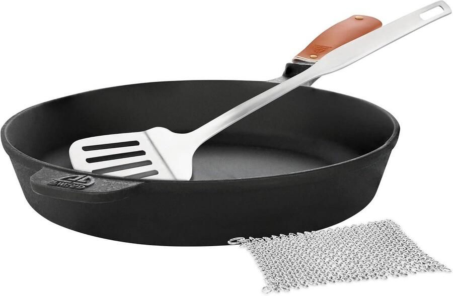 Gietijzeren Braadpan 28 cm Inclusief Accessoires Geschikt voor Inductie en Grill
