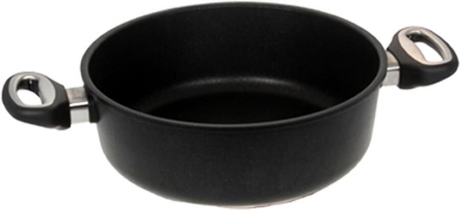 Gietijzeren Pan Braadpan Casserole Koken op Inductie Handgegoten Aluminium Ø 28 cm Zwart