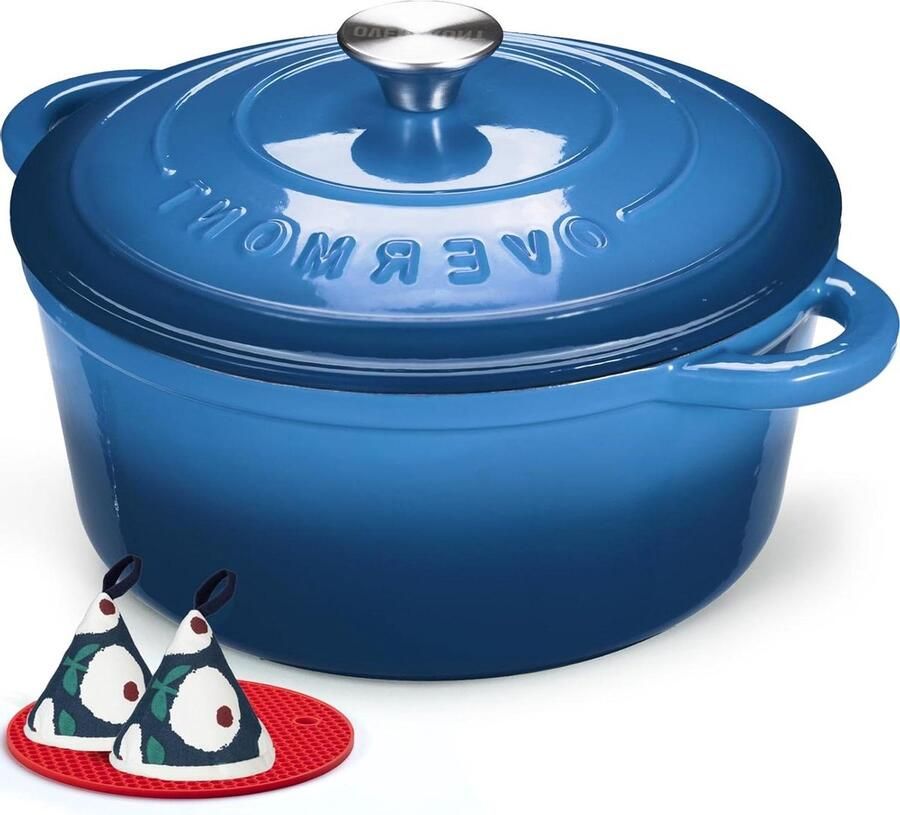 Gietijzeren Braadpan Casserole Pan Langzaam Garen Gelijkmatige Warmteverdeling 24 cm Blauw