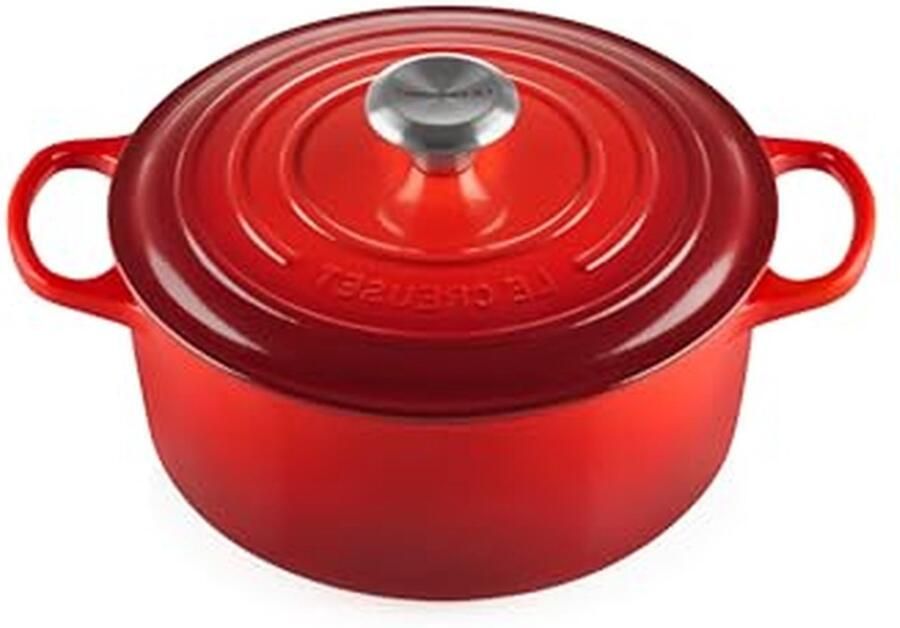 Gietijzeren Braadpan Casserole Pan Stoofpan Eenpansmaaltijden Bereiden Houdt Warmte Lang Vast 4.2 Liter Kersenrood