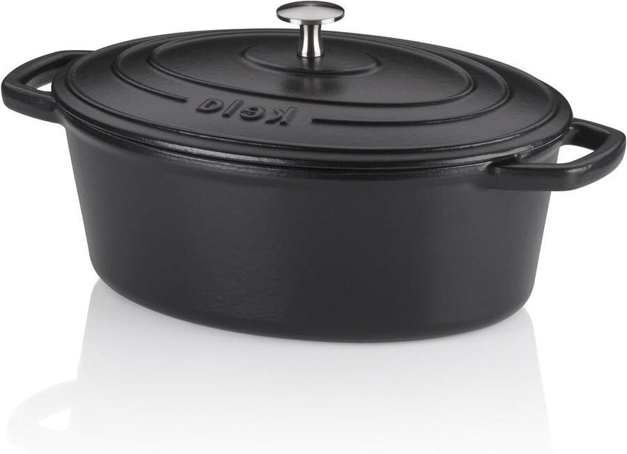 Gietijzeren Braadpan Casserole Pan Stoofpan Langzaam Garen Uitstekende Warmtebehoud 4 Liter Zwart
