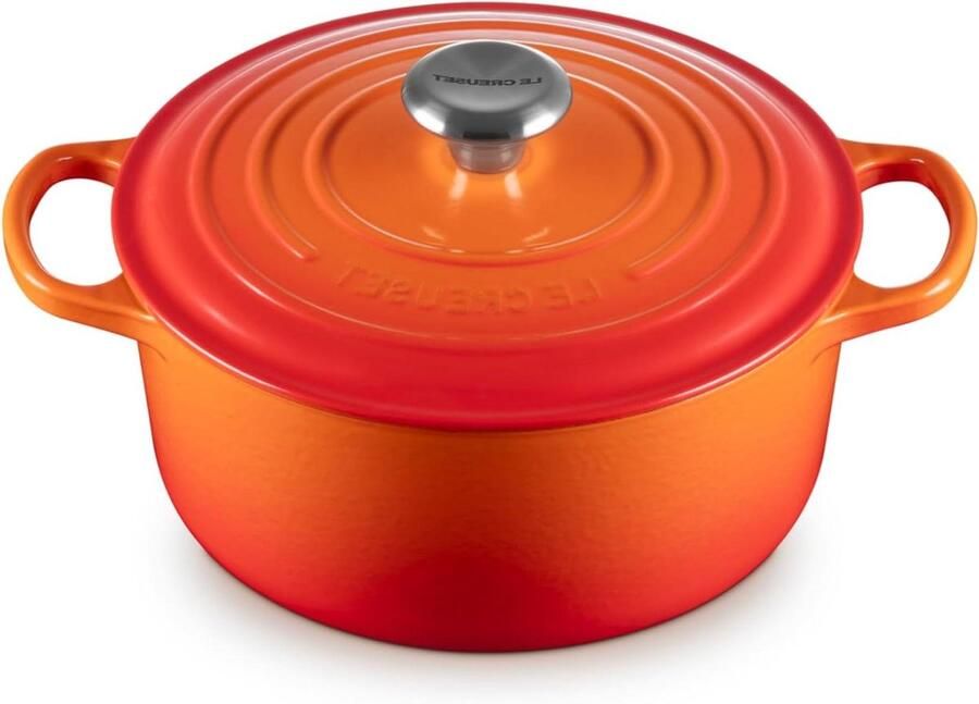 Gietijzeren Braadpan Casserole Schotel Eenpansmaaltijden Bereiden Houdt Warmte Lang Vast 24 cm Oranjerood