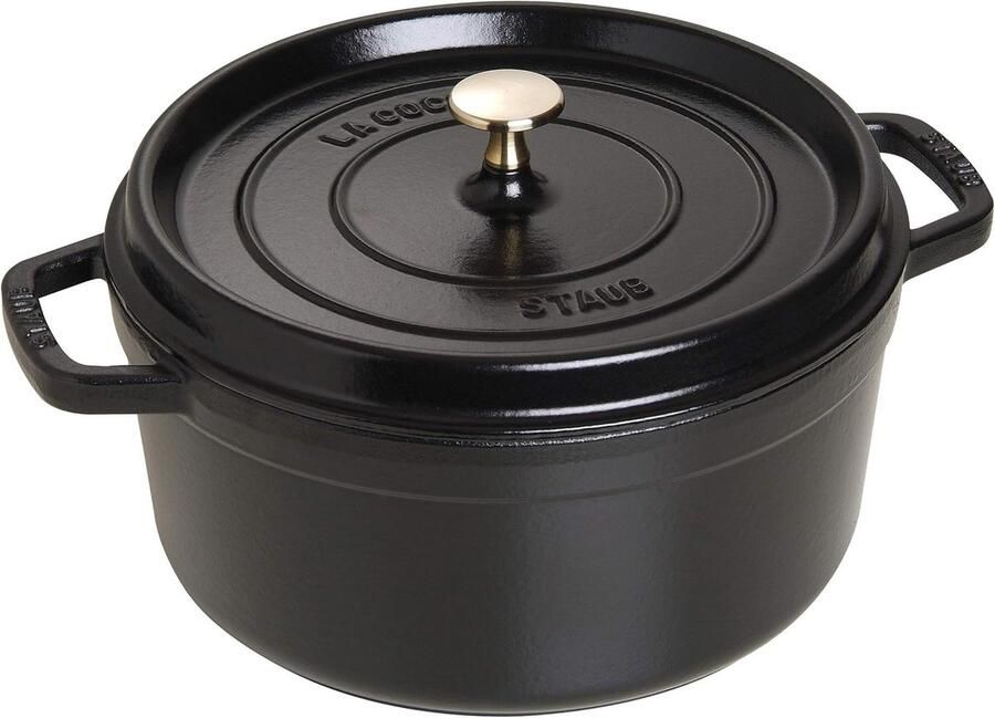 Gietijzeren Braadpan Cocotte Ovenschaal Langzaam Garen Druppelstructuur Deksel 26 cm 5 Liter Zwart
