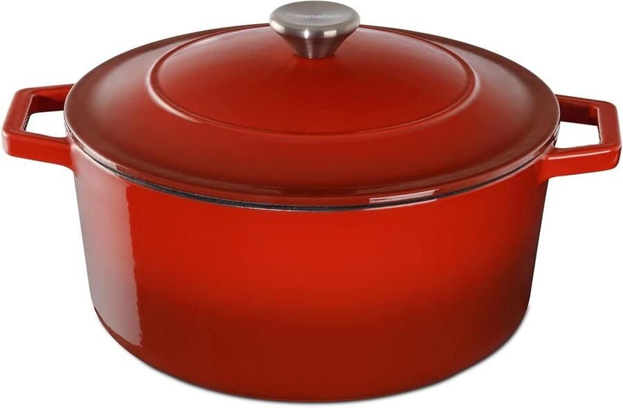 Gietijzeren Braadpan Cocotte Pan Langzaam Garen Non-stick Coating 22 cm Rood
