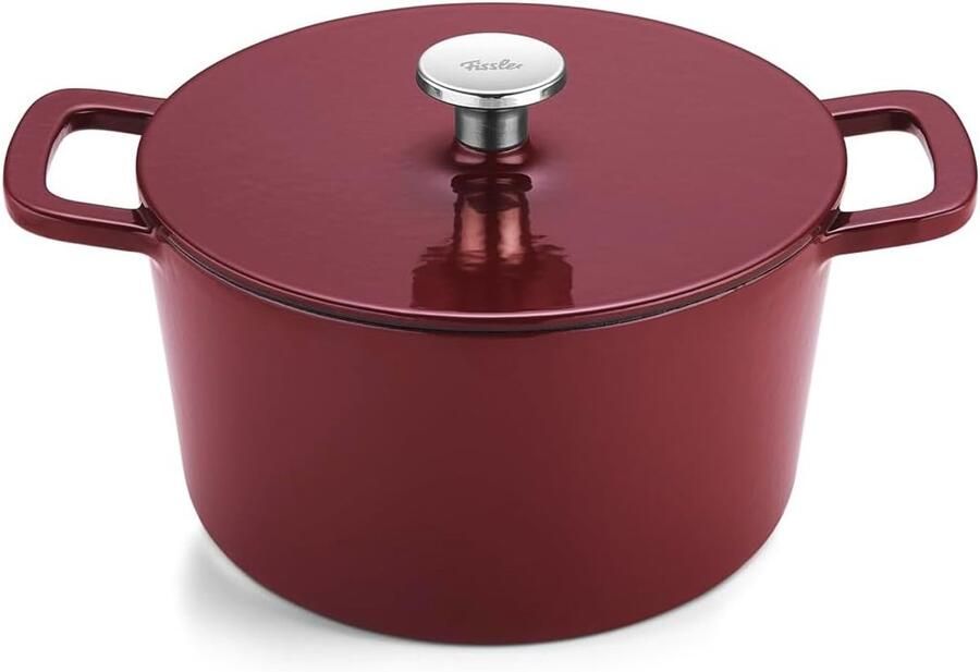 Gietijzeren braadpan Cocotte pan Langzaam stoven AromaStar deksel Ø 24 cm Bordeauxrood