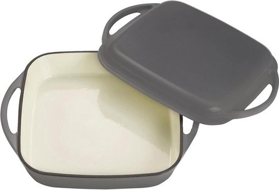 Gietijzeren braadpan Combi casserole Voor veelzijdig koken Met grilldeksel 1.5 liter Grijs