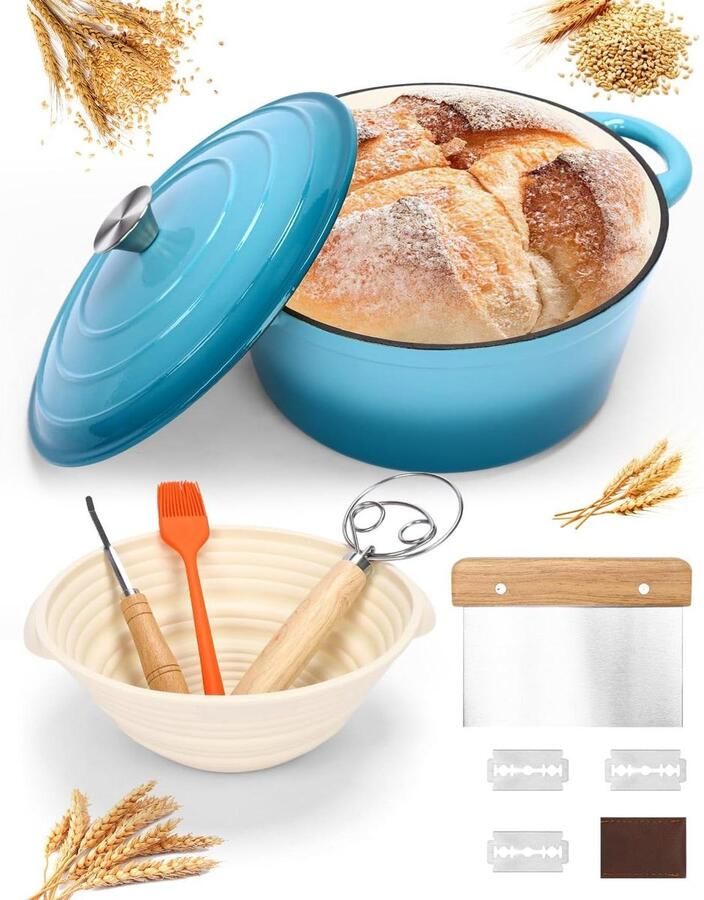 Gietijzeren Braadpan Dutch Oven Brood Bakken Superieure Warmteverdeling 6 Liter Groen