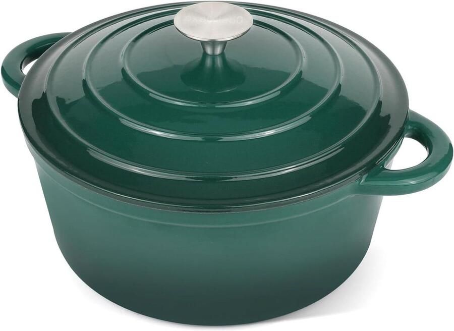 Gietijzeren Braadpan Dutch Oven Stoofpan Gezinsmaaltijden Bereiden Geëmailleerde Anti-aanbaklaag 6 Kwarts Groen