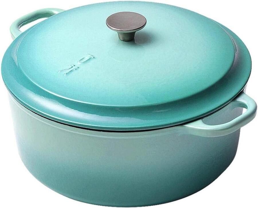 Gietijzeren Braadpan Dutch Oven Stoofpan Langzaam Garen Geëmailleerd Gietijzer 4 Liter Lichtblauw