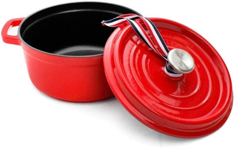 Gietijzeren Braadpan Dutch Oven Stoofpan Langzaam Garen Geëmailleerd Gietijzer 4 Liter Rood