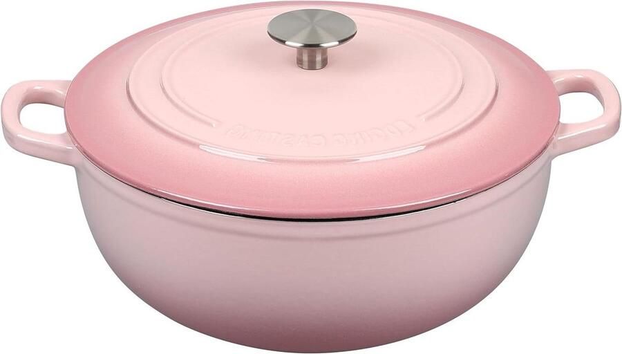 Gietijzeren Braadpan Dutch Oven Stoofpot Langzaam Koken Geëmailleerd Oppervlak 5 Liter Roze