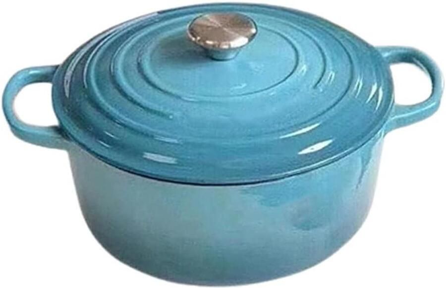 Gietijzeren Braadpan Soeppan Emaille Langzaam Garen Gelijkmatige Warmteverdeling 24 cm Blauw