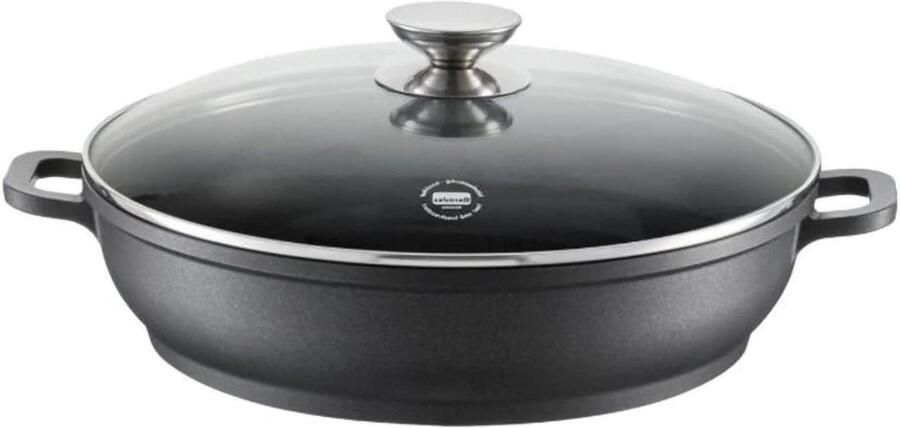 Gietijzeren Braadpan Giet Aluminium Langzaam Garen Non-stick Coating 32 cm Zwart