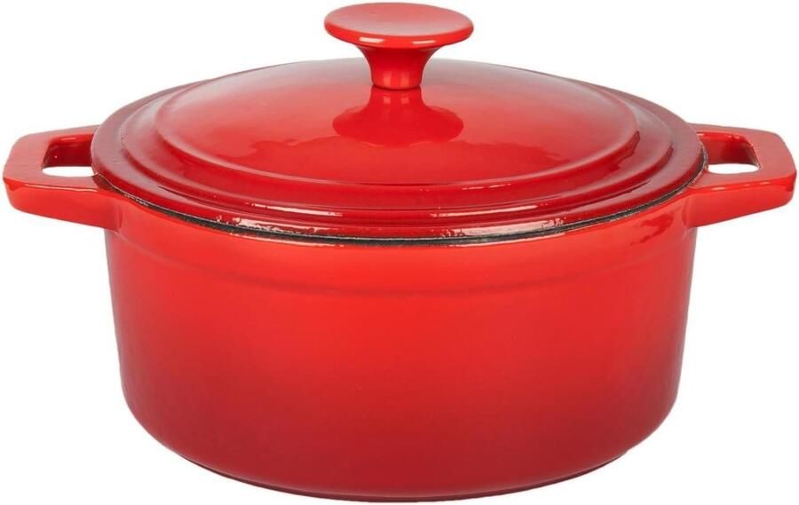 Gietijzeren Braadpan Gietijzeren Kookpan Langzaam Garen Met Deksel 22 cm Rood