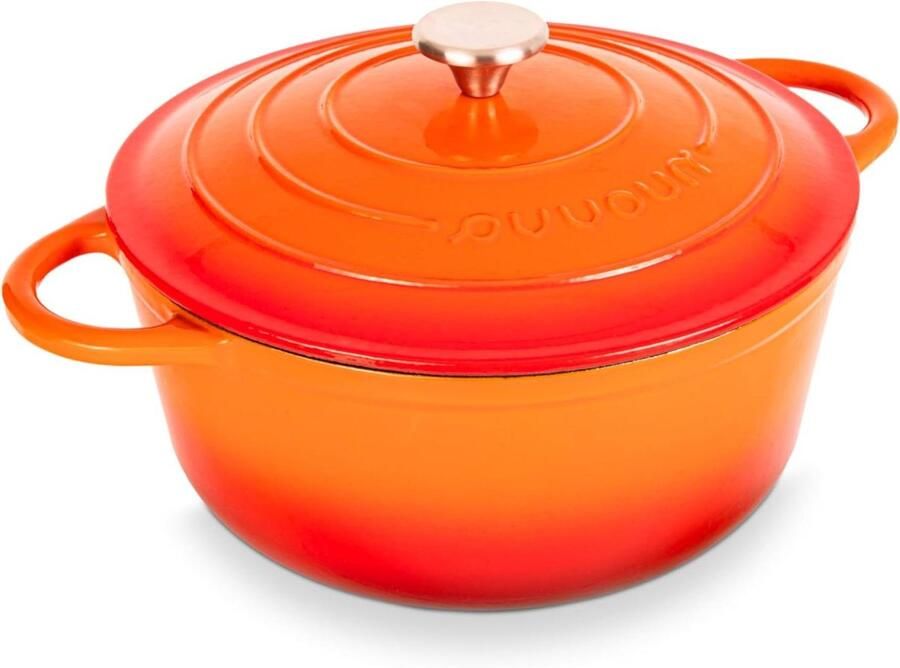 Gietijzeren Braadpan Gietijzeren Pot Stoofpan Langzaam Koken Geëmailleerde Anti-aanbaklaag 6.4 Liter Oranje