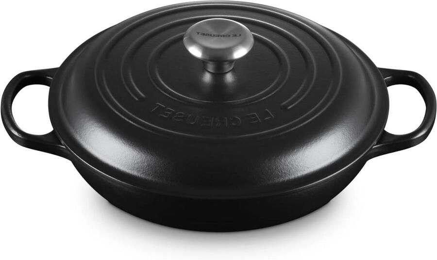 Gietijzeren Braadpan Gourmet pan Profop Aanbraden en gratineren Gelijkmatige warmteverdeling 26 cm Mat Zwart
