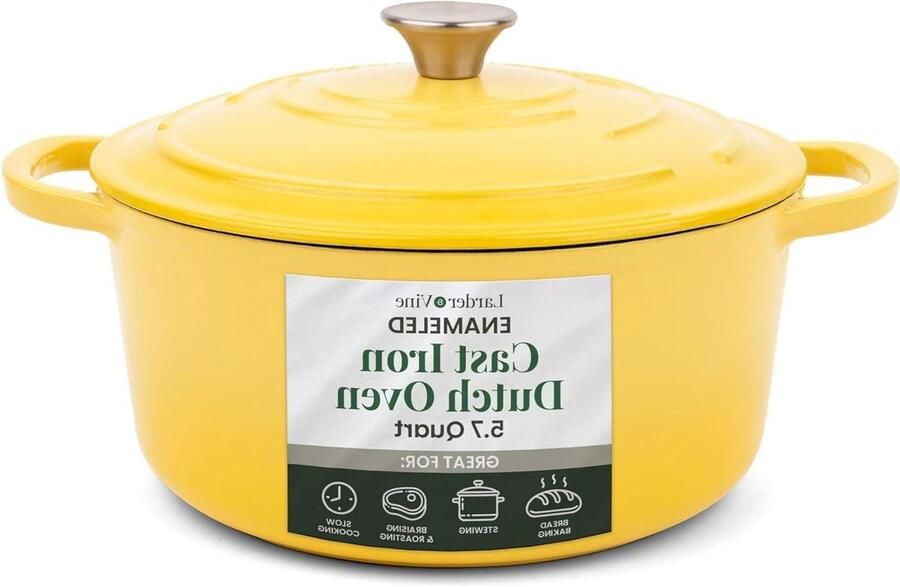 Gietijzeren Braadpan Hollandse Oven Langzaam Garen Geëmailleerde Coating 5.7 Liter Limoncello