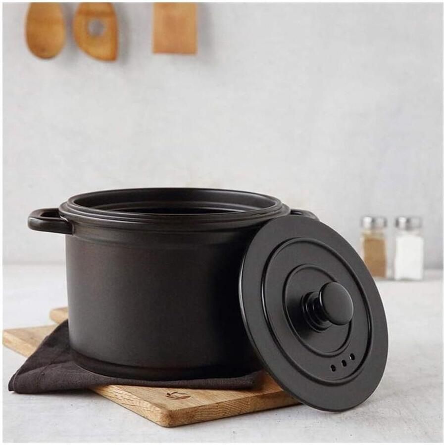 Gietijzeren Braadpan Keramische pot Langzaam Koken Hittebestendig 5.0L Zwart