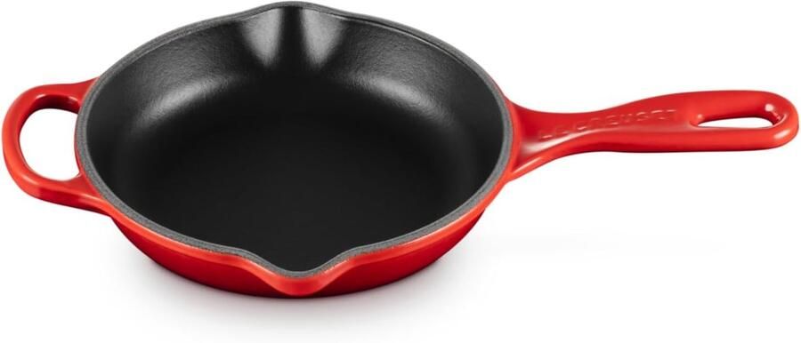 Gietijzeren Braadpan Koekenpan Emaille Koken Braden Schroeien Twee Schenktuitjes 16 cm Kersenrood