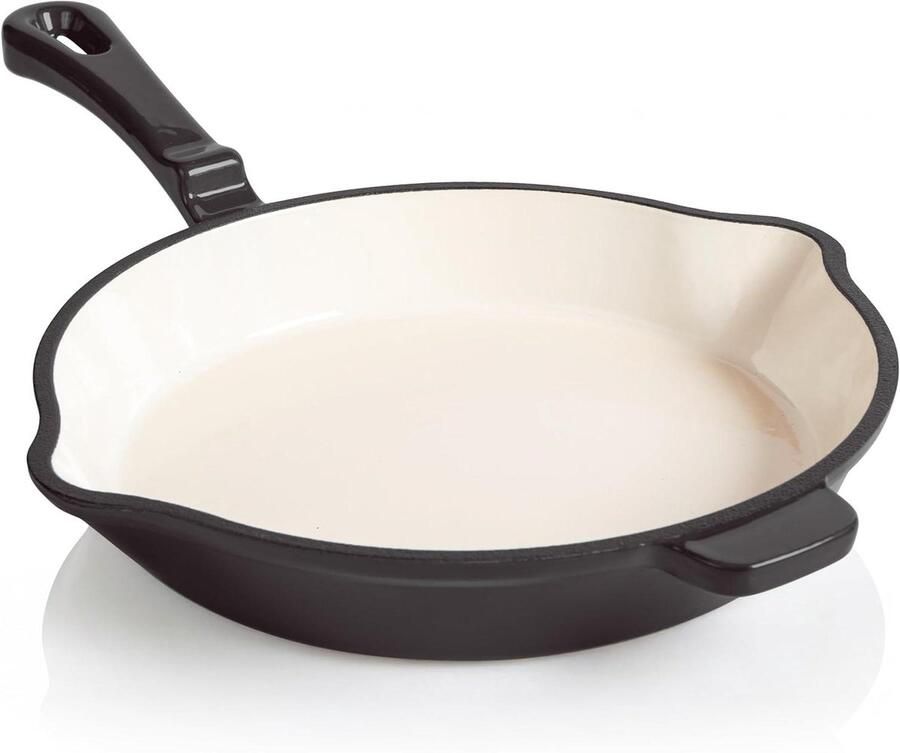 Gietijzeren Braadpan Koekenpan Emaille Scherp Braden PFAS-vrij Emaille 24 cm Antraciet