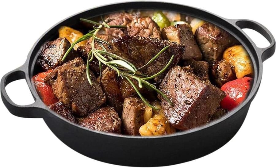 Gietijzeren Braadpan Koekenpan Grillpan Vlees Braden Antiaanbaklaag 22 cm Zwart