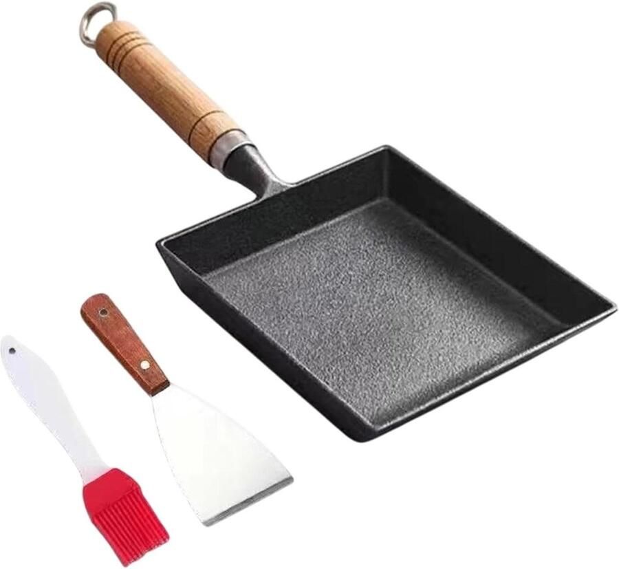 Gietijzeren Braadpan Koekenpan Inductie Dagelijks Koken Antiaanbaklaag 1.2 kg Meerkleurig