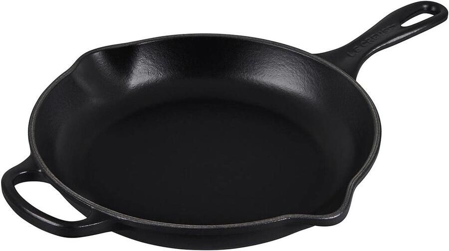Gietijzeren Braadpan Koekenpan Langzaam Garen Twee Schenktuitjes 23 cm Mat Zwart