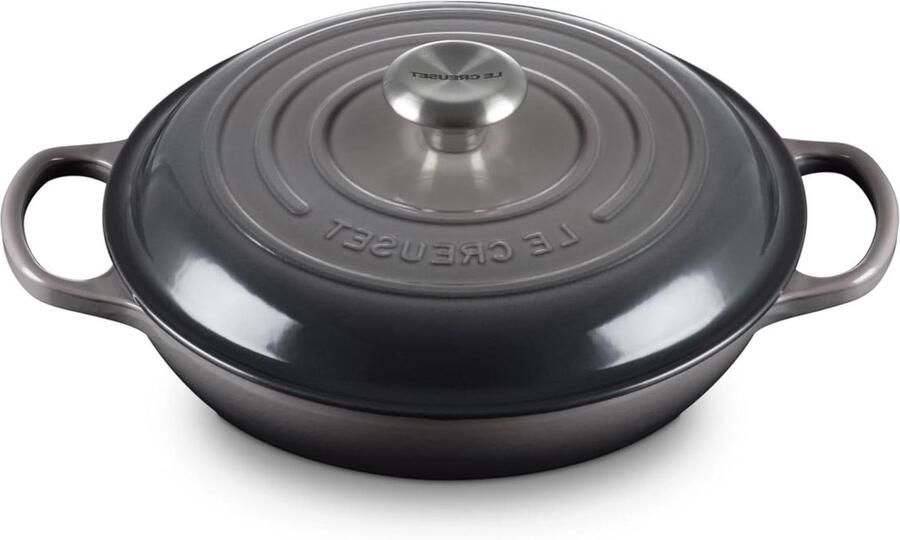Gietijzeren Braadpan Koekenpan Ondiep Eenpansmaaltijden Bereiden Geëmailleerd Gietijzer 26 cm Grijs